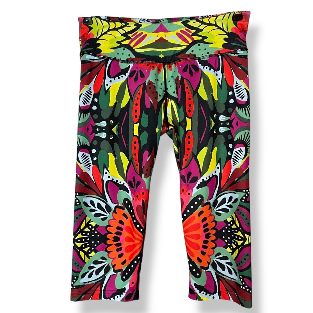 Betsey Johnson Short Leggings Bike Shorts Colorful Pattern Medium Women Athletic